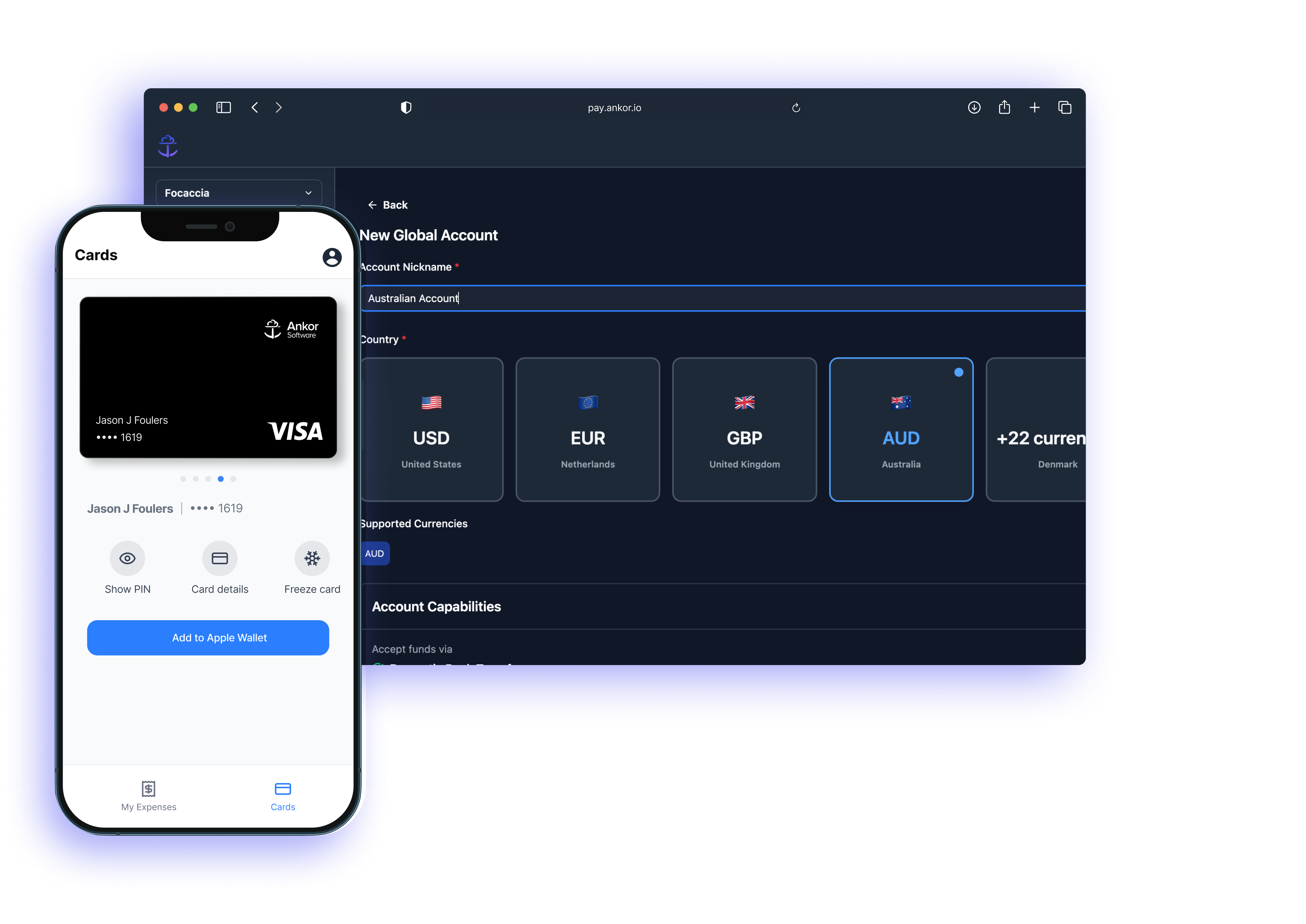AnkorPay dashboard mockup
