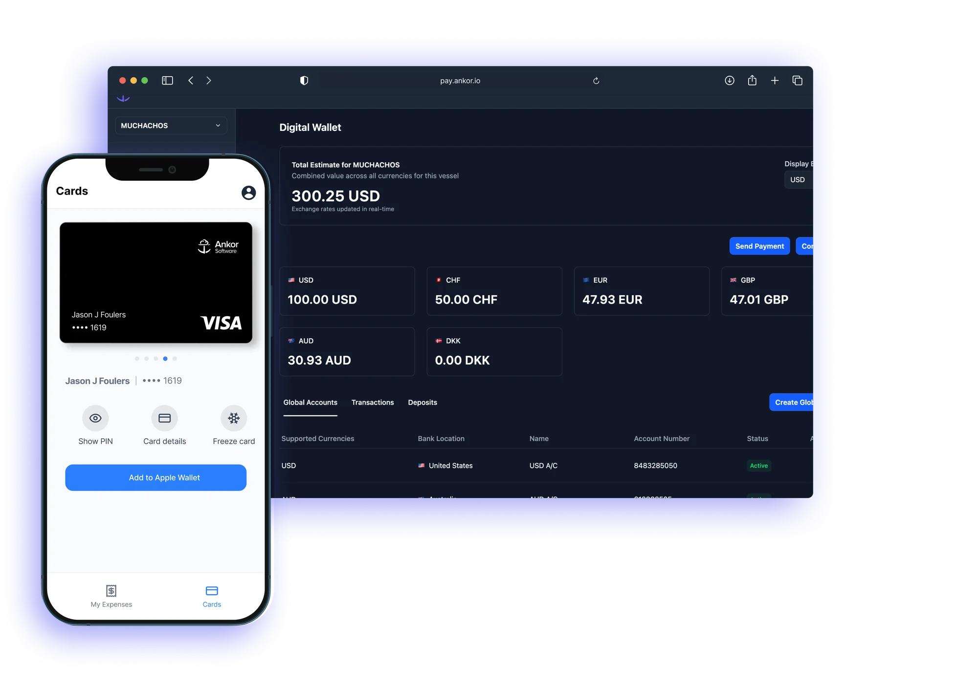 AnkorPay dashboard mockup